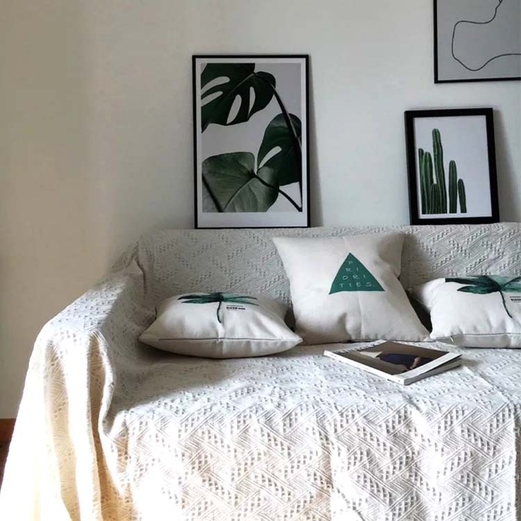 чехол для дивана, белая подушка, плед для дивана, ткань для дивана