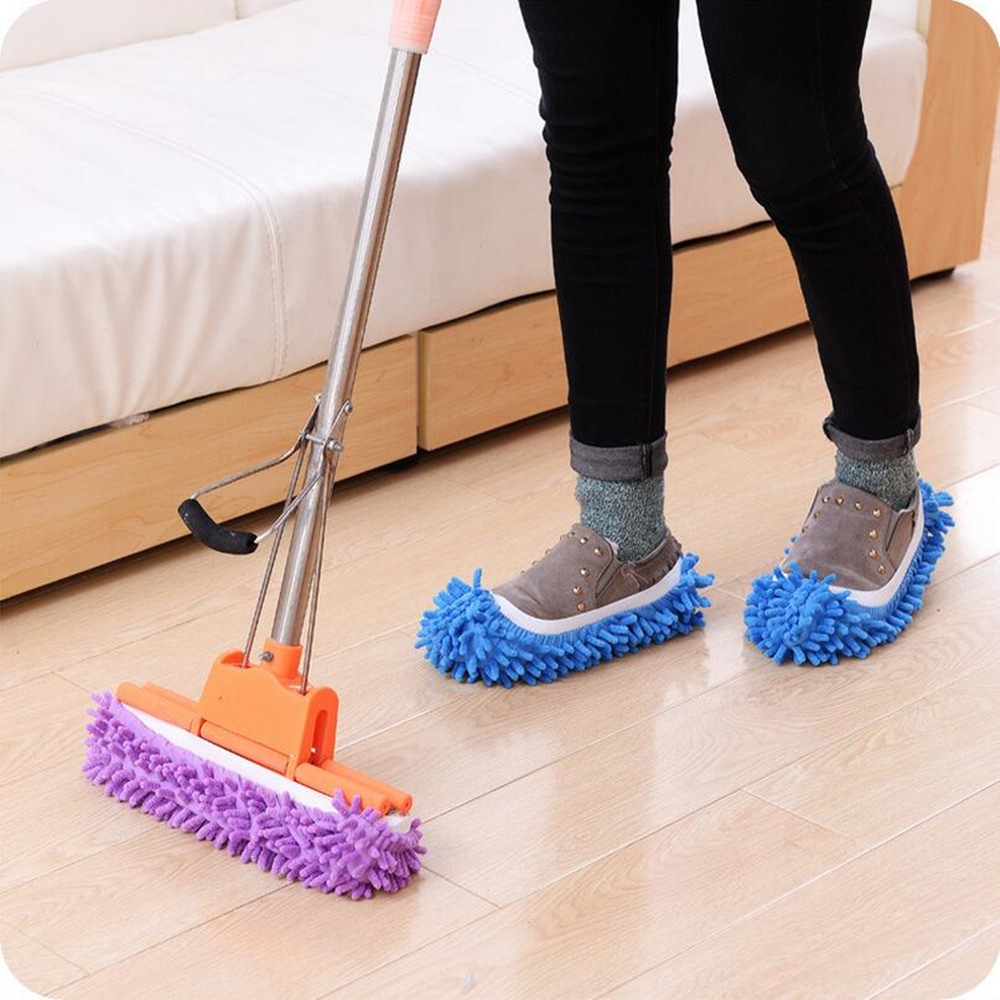 Factory direct supply chenille shoe cover floor cleaning lazy shoe cover removable scrubbing slippers mop cover single price