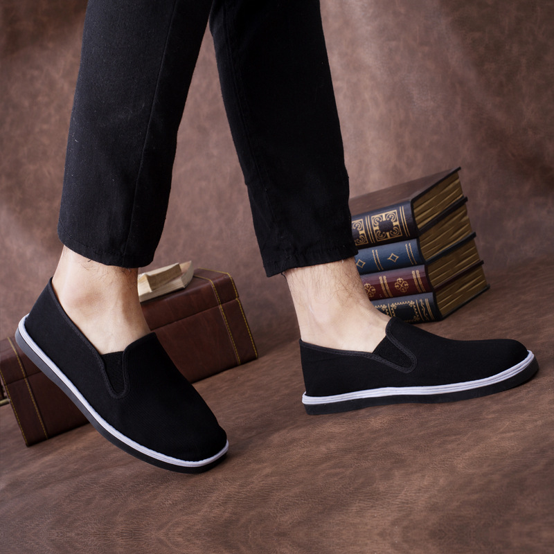 Фабричные обувь из старого Пекина черные тканевые туфли с резиновой подошвой мужские из хлопка