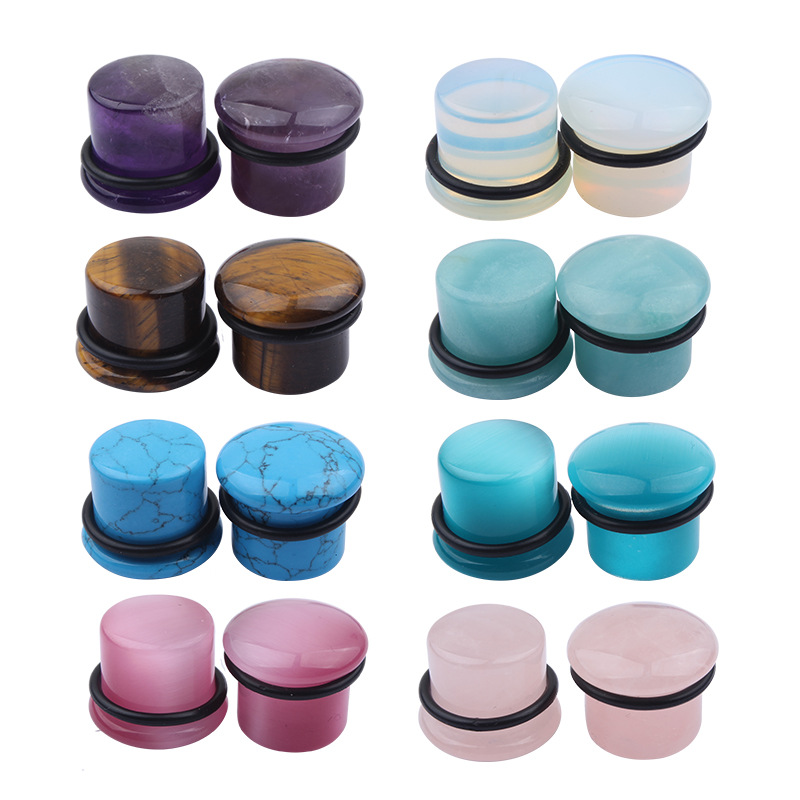 Foreign Trade New Stone Leather Ring Auricle 4-16mm Ear Expansion Piercing Jewelry