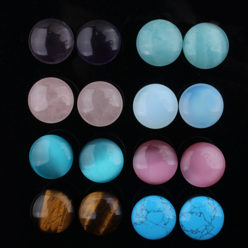 Foreign Trade New Stone Leather Ring Auricle 4-16mm Ear Expansion Piercing Jewelry