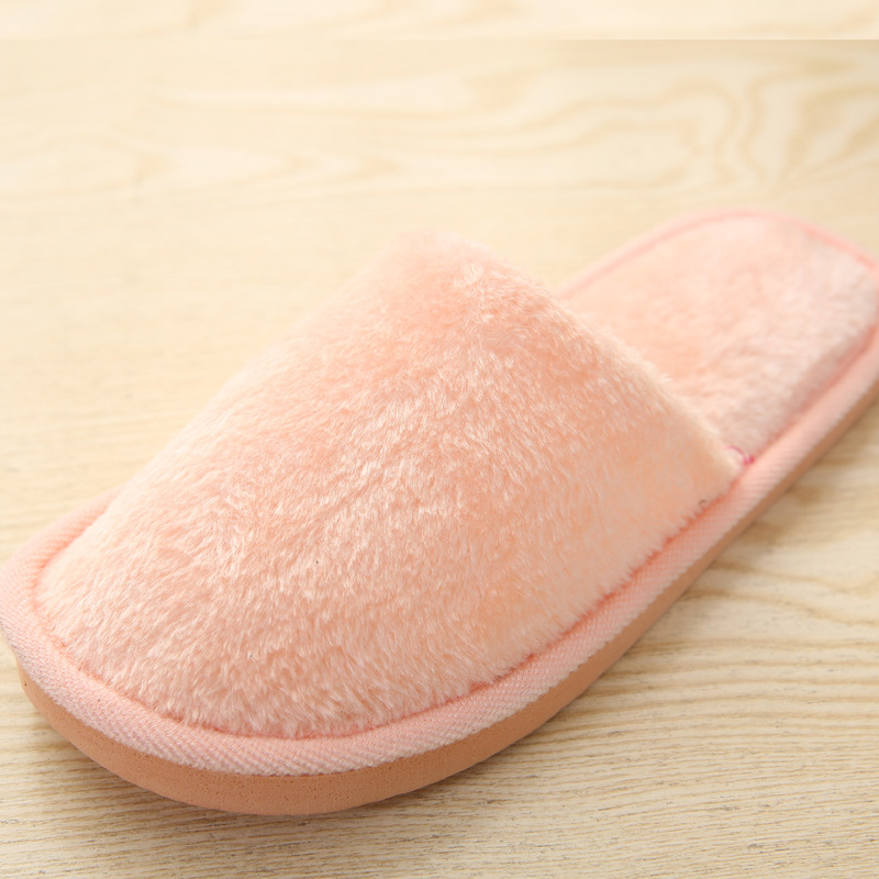 Four seasons new plush indoor home autumn and winter wood floor non-slip warm mute EVA moon cotton slippers