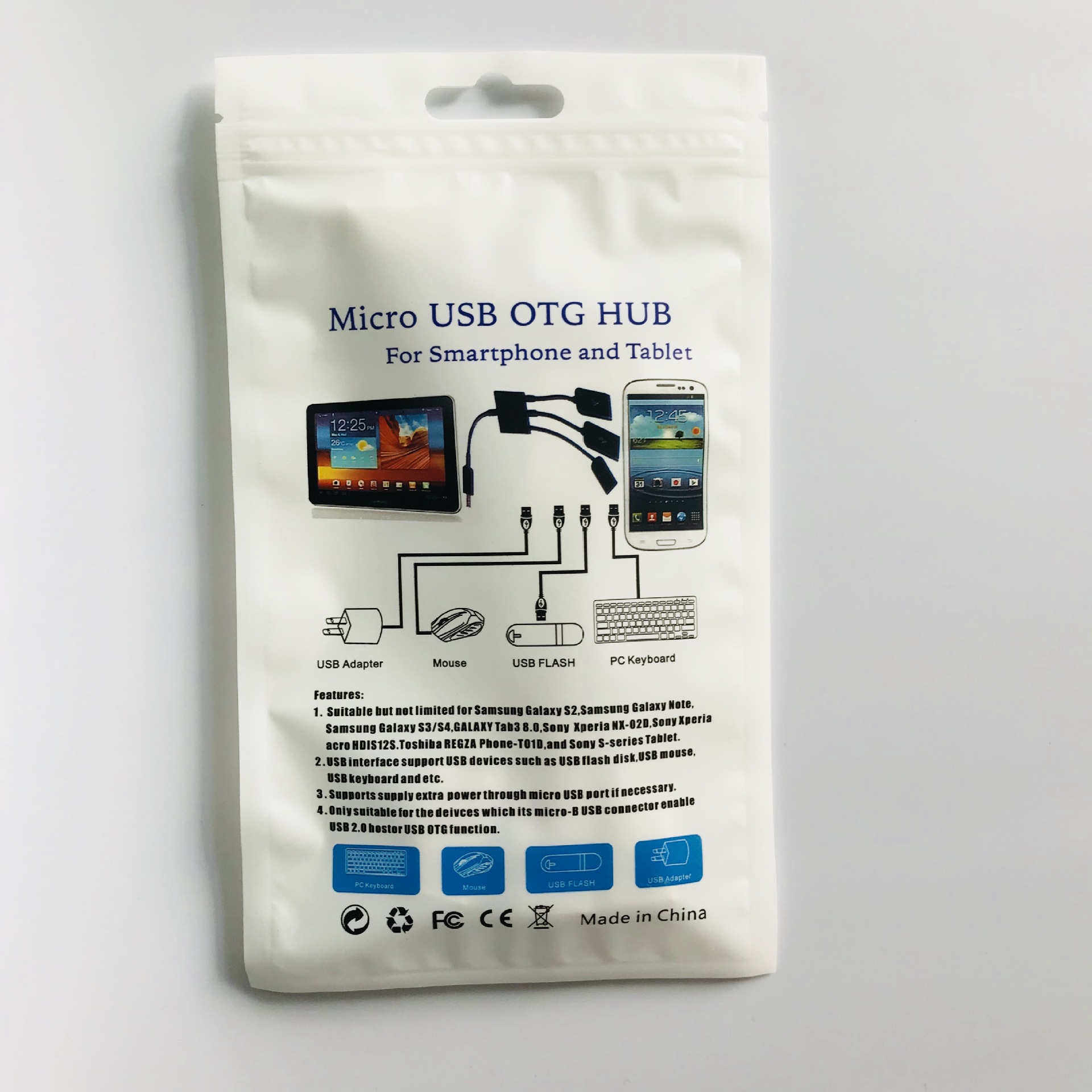 Micro One-To-Three Otg Cable Can Be Used to Power External Devices, One Otg Cable Can Connect Three Android Phones with USB Power Supply