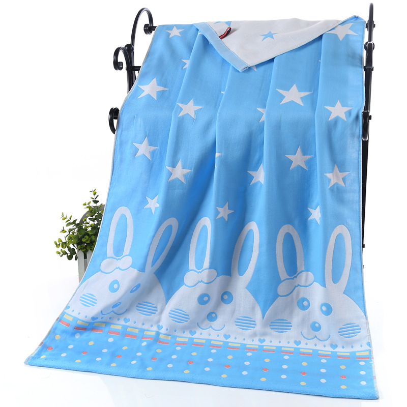Fanyi factory direct supply three-layer gauze bath towel 70 * 140cm cotton infant children cartoon absorbent bath towel