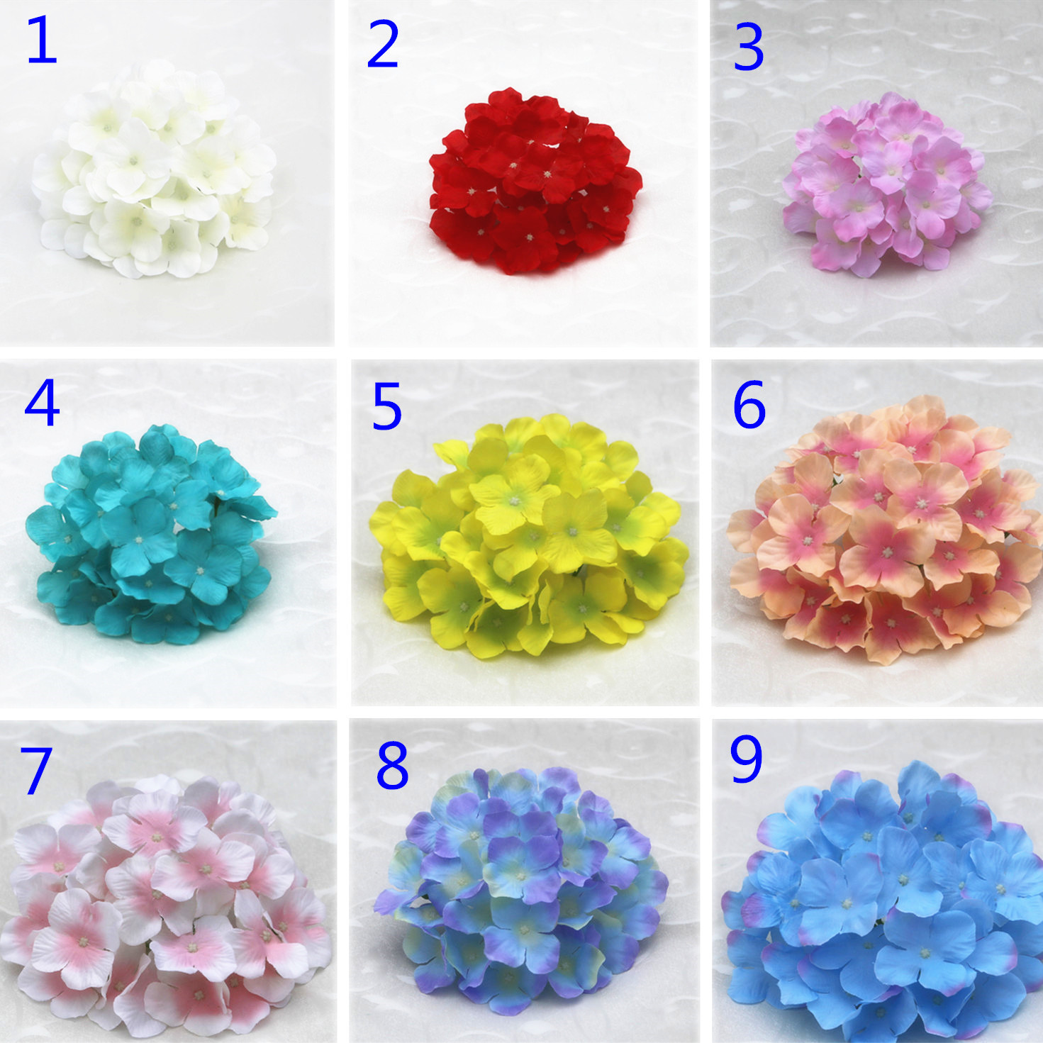 Factory direct selling simulation hydrangea flower hydrangea flower 27 Fork Big hydrangea simulation hydrangea head 37 color