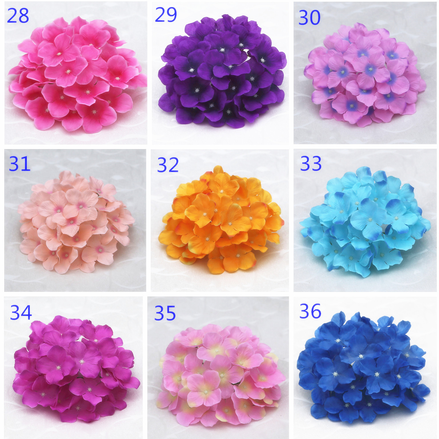 Factory direct selling simulation hydrangea flower hydrangea flower 27 Fork Big hydrangea simulation hydrangea head 37 color