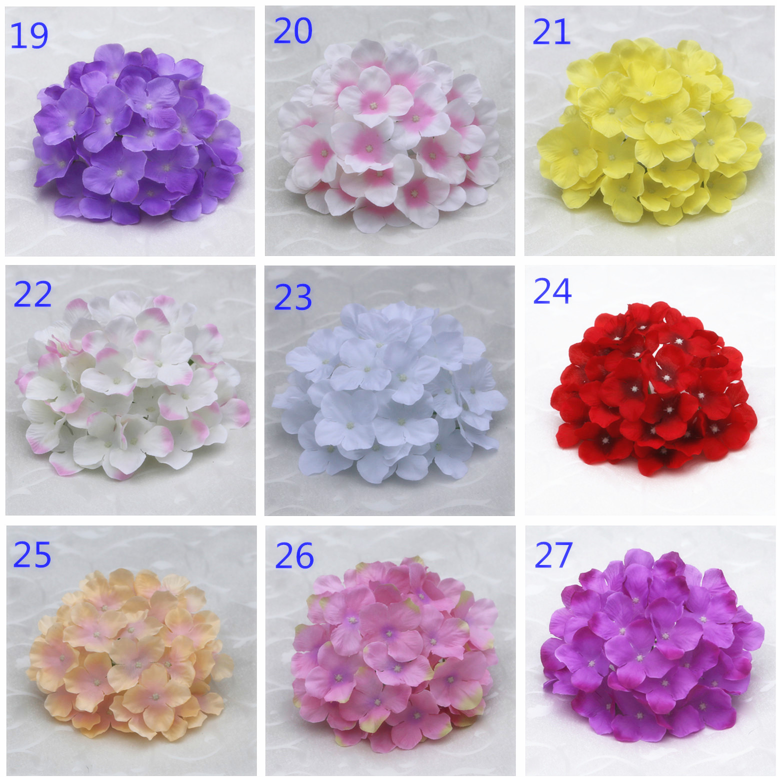 Factory direct selling simulation hydrangea flower hydrangea flower 27 Fork Big hydrangea simulation hydrangea head 37 color