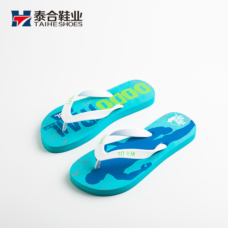 Cross-Border Eva Flip-Flops Customized Logo Non-Slip Flip-Flops Men's Trendy Cut Out Beach Slippers Exported to Japan