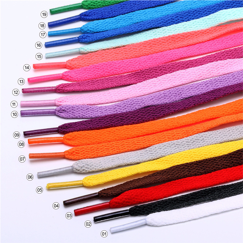 [Four] Spot Single Layer 8mm Polyester Flat Colorful Shoelace Sneakers Canvas White Shoes Aj Sports Casual Shoelaces