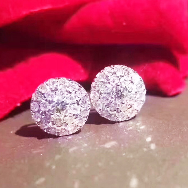Wholesale Inlaid 18K White Gold Diamond Earrings Simple K Gold Surrounded by Diamonds Large Earrings Jewelry Earrings Drop Shipping