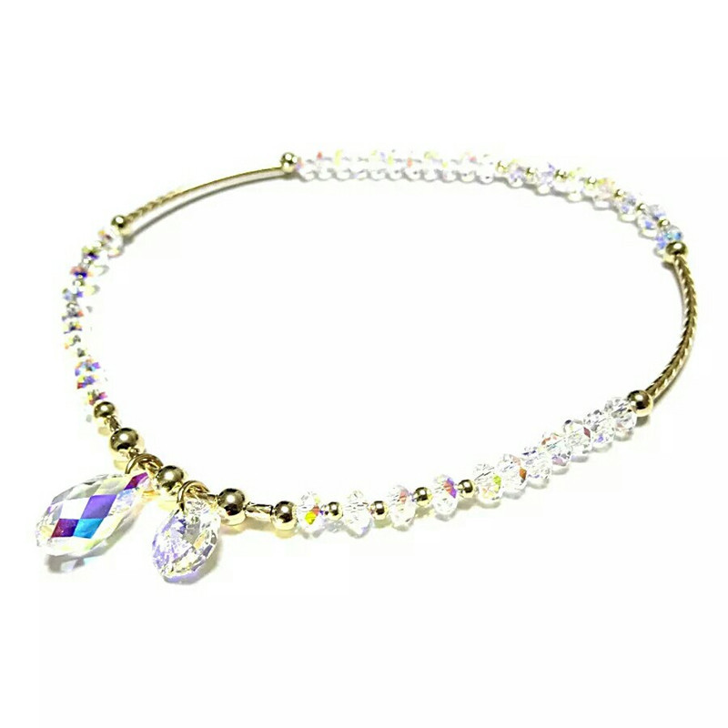 Yiwu Small Commodity Popular Jewelry Austrian Crystal Wholesale 14K Gold Curved Tube Gold Beads with Anklet Starfish Style