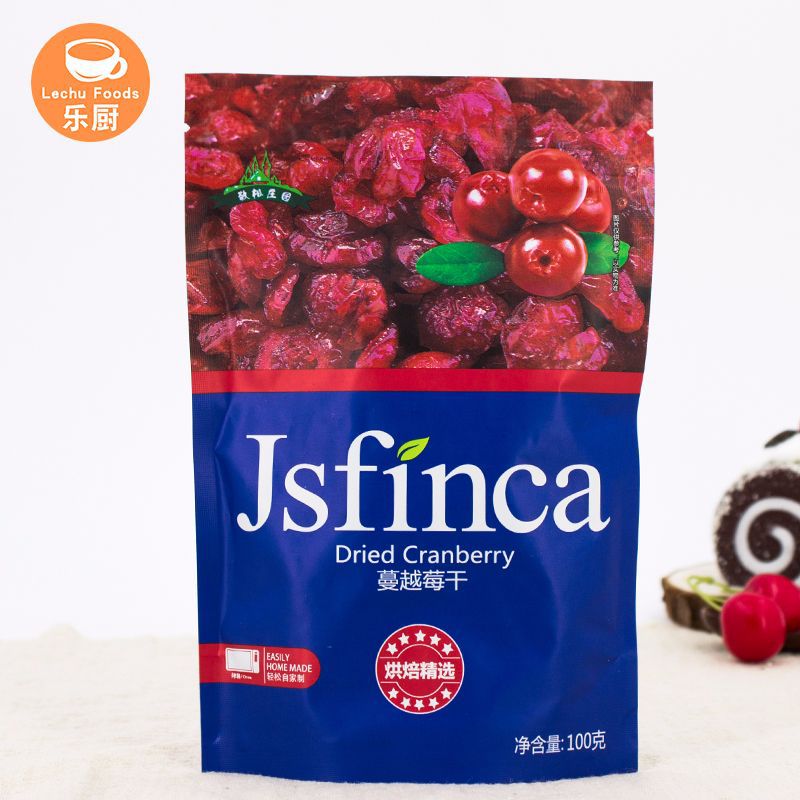 Сушеная клюква Jingsong Manor, мелкие сушеные сливы, нарезанная клюква 100г*100 упаковок/коробка