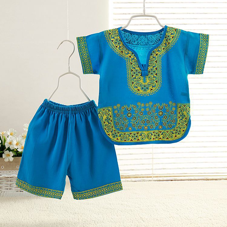 Cross-Border Clothing Baby Tang Suit Boy Hanfu Children's Summer Cotton Silk Short-Sleeved Suit Baby Hundred Days Ethnic Clothing