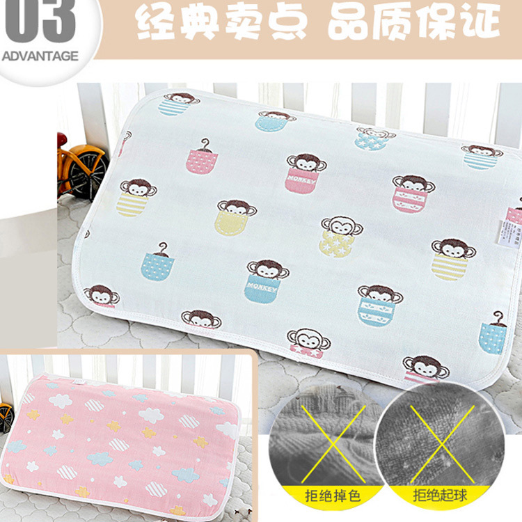 Stall wholesale six-layer gauze children's pillow towel pure cotton cartoon pillow towel baby pillow towel soft breathable non-fluorescent