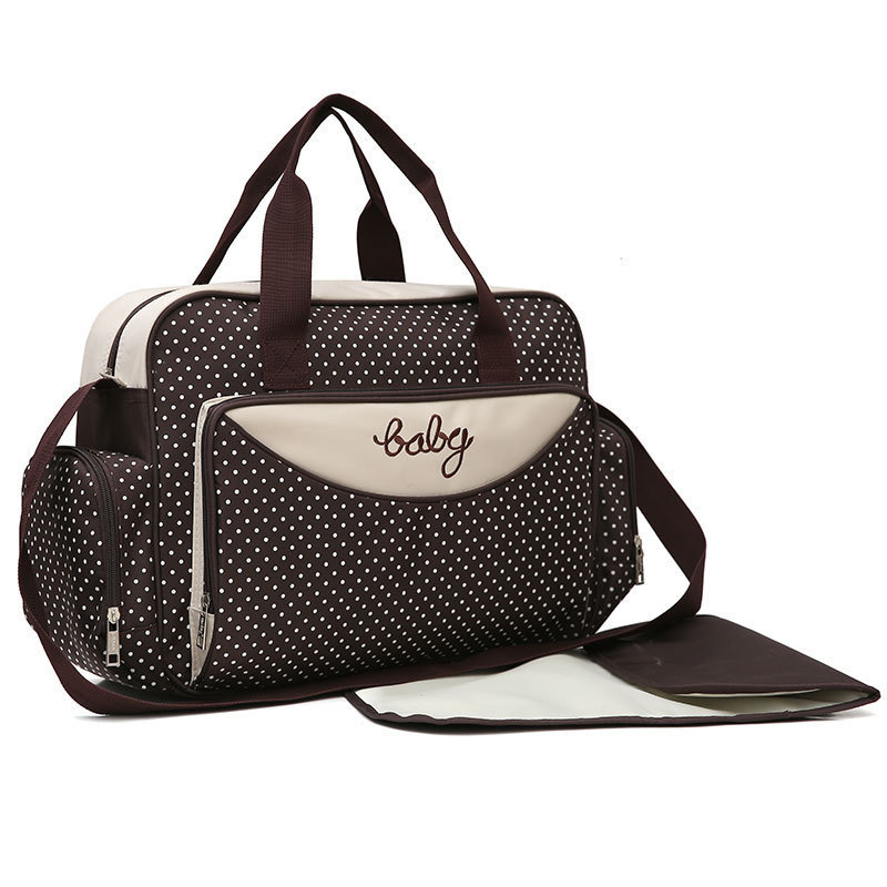 New Polka Dot Fashionable Cross-Body Large-Capacity Mommy Bag Five-Piece Set Outing Mother and Baby Bag Portable Shoulder Mommy Bag
