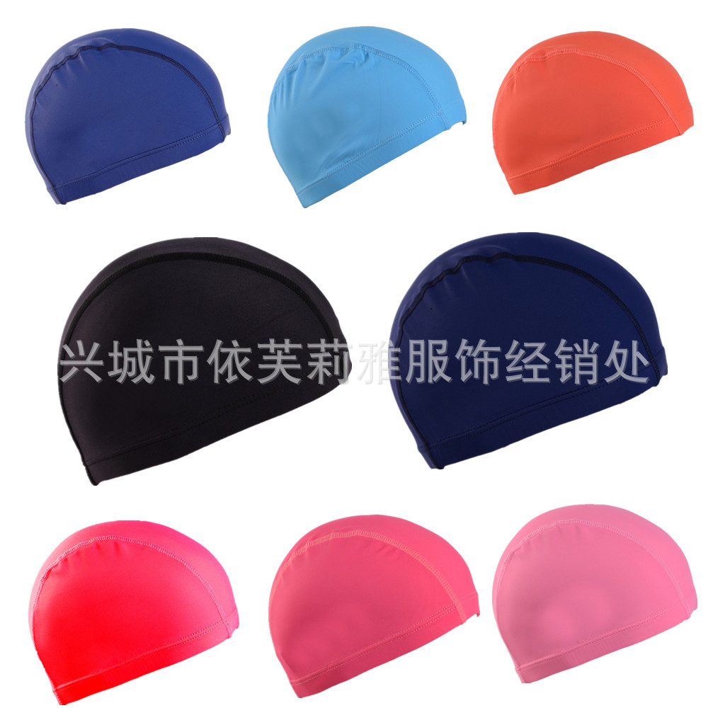 Men's Adult Swimming Cap Five-line Swimming Cap Comfortable Head-free Swimming Pool Women's Cloth Cap Color Black Solid Color
