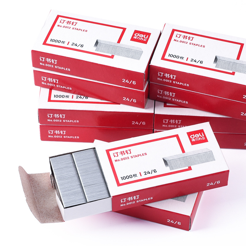 Deli Staples 0012 Regular No. 12 24/6 1000 Pieces/Box Universal Staples Stainless Steel Staples