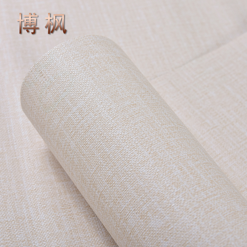 Cross-Border small roll PVC linen self-adhesive solid color cloth pattern wallpaper waterproof wall covering dormitory bedroom living room wall wallpaper