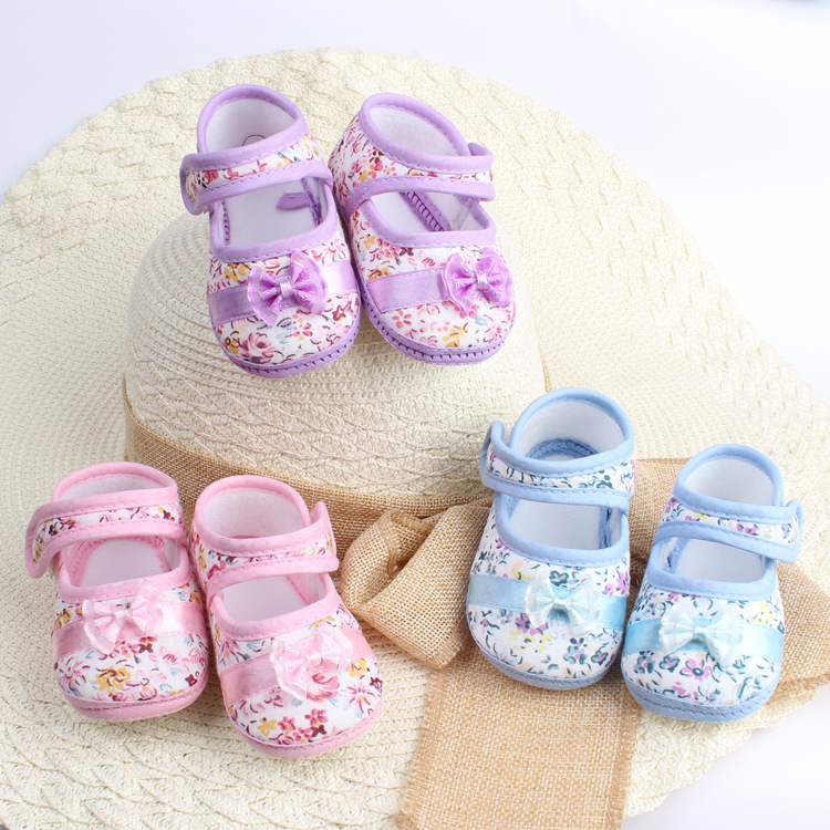Source Factory Spring and Autumn Non-Slip Baby Walking Shoes with Bow Square Toe Shoes Infant Shoes Wholesale