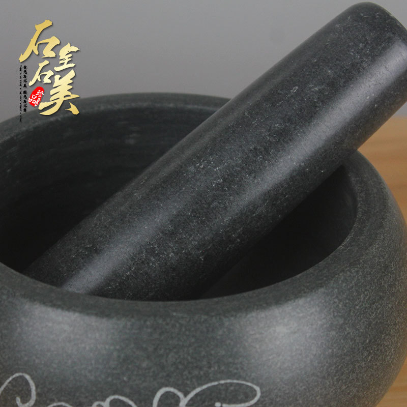 Shiquanshi Meimei Large Household Creative Pattern Bluestone Garlic Stamper Kitchen Garlic Stamping Garlic Food Grinder Stone Mortar