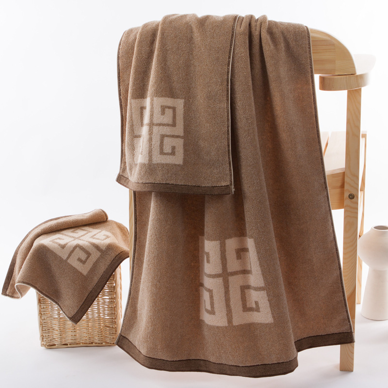 Gold Number Pure Cotton Set, Square Towel, Towel and Bath Towel, a Classic Pattern S1206 Hand Towel for Washing Face and Bathing