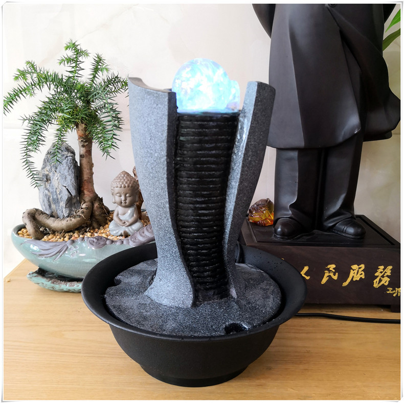 Cross-Border Flowing Water Fountain Ornaments Manufacturer Direct Sales Office Desk Resin Crafts Home Accessories Origin Supply