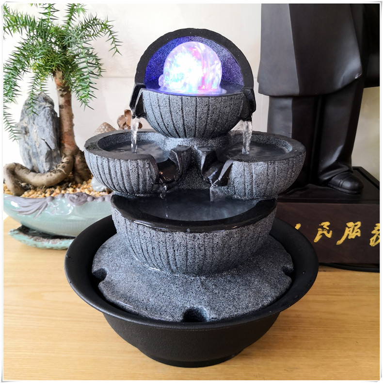 Cross-Border Flowing Water Fountain Ornaments Manufacturer Direct Sales Office Desk Resin Crafts Home Accessories Origin Supply