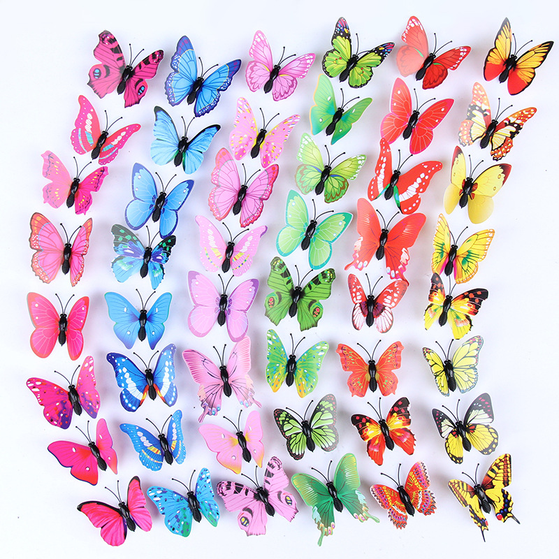 6cm pvc simulation butterfly Source manufacturers creative decorative refrigerator magnets 3d color magnetic butterfly wholesale