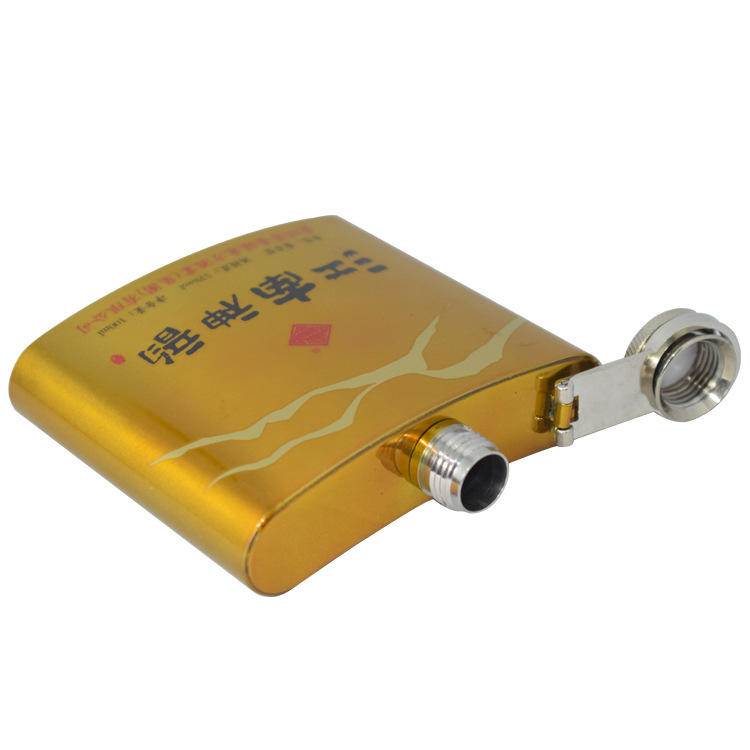 Stainless steel hip flask spray paint 6oz factory wholesale men carry gold customizable liquor bottle