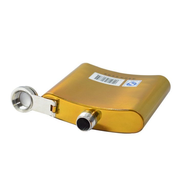 Stainless steel hip flask spray paint 6oz factory wholesale men carry gold customizable liquor bottle