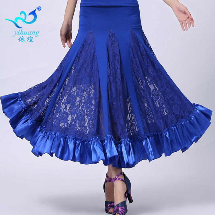 Ballroom Dance Dress Long Skirt Modern Dance Ballroom Dance Dress Lace Skirt Ballroom Dance Practice Skirt Performance Dress Large Swing Skirt