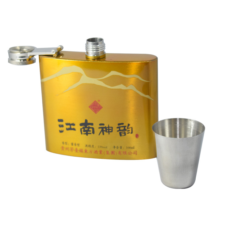 Нержавеющая сталь фляжка с распылением 6oz фабричный опт мужская переноска золото настраиваемая бутылка для алкоголя
