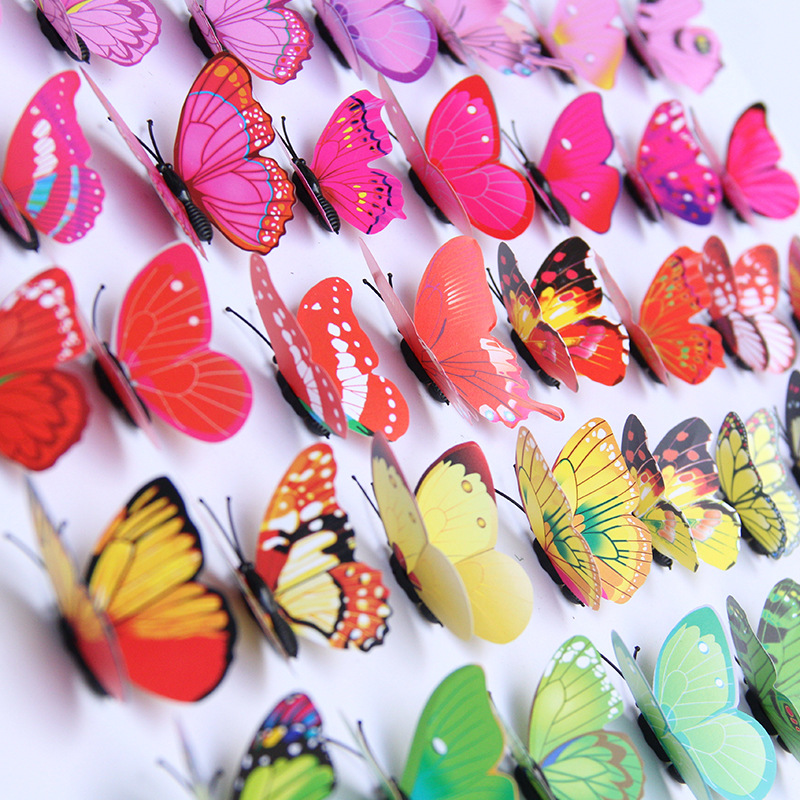 6cm pvc simulation butterfly Source manufacturers creative decorative refrigerator magnets 3d color magnetic butterfly wholesale