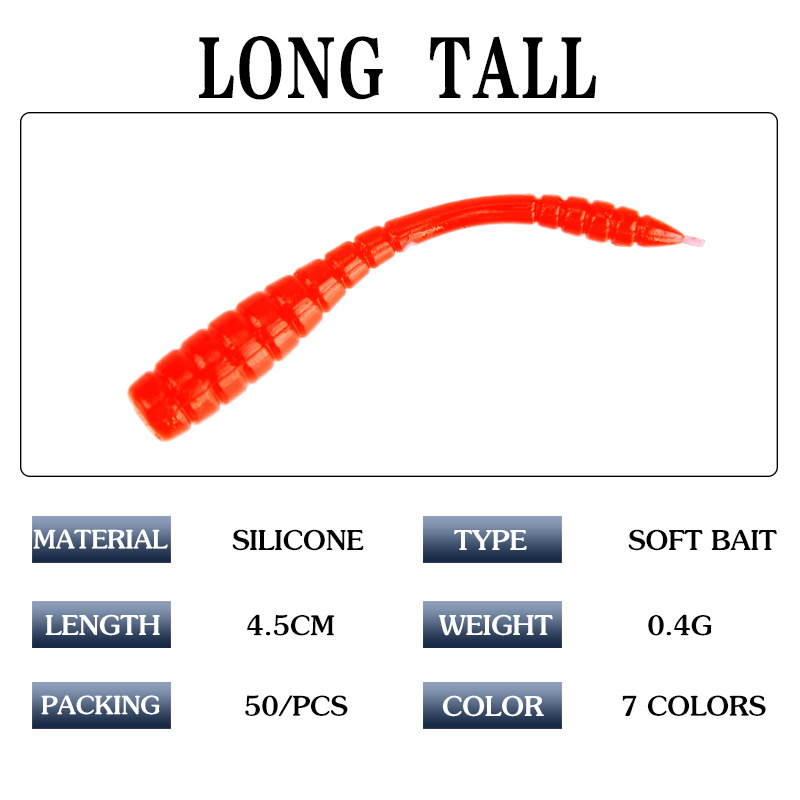 Luya Bait Soft Bait 0.4G/4.5Cm Soft Worm Fake Bait Locust Fake Insect Red Worm Bait 50/Bag Fishing Gear Products
