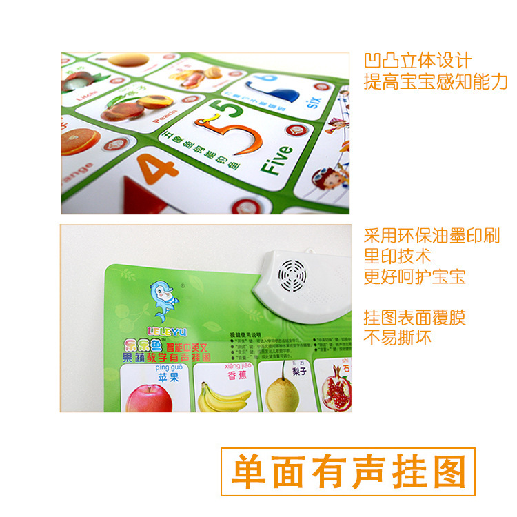 Large Items Wholesale Leleyu Children's Convex Concave Chinese and English Audio Wall Chart Early Education Educational Toys Reading and Pronunciation Literacy