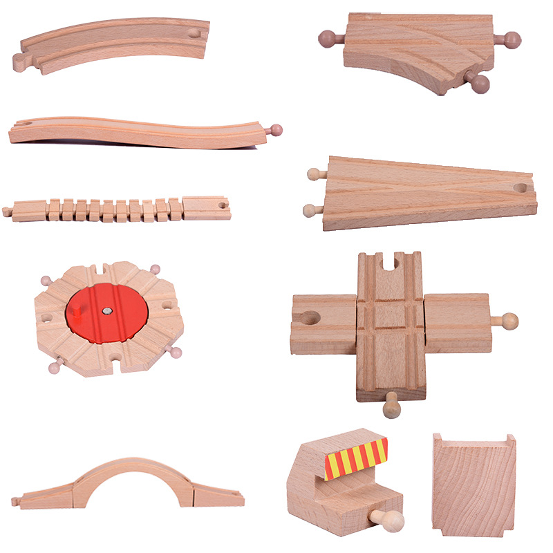 Аксессуары для деревянных рельсов, разветвленный рельс, игрушечная машина, обучающие строительные блоки для детей, прямая продажа