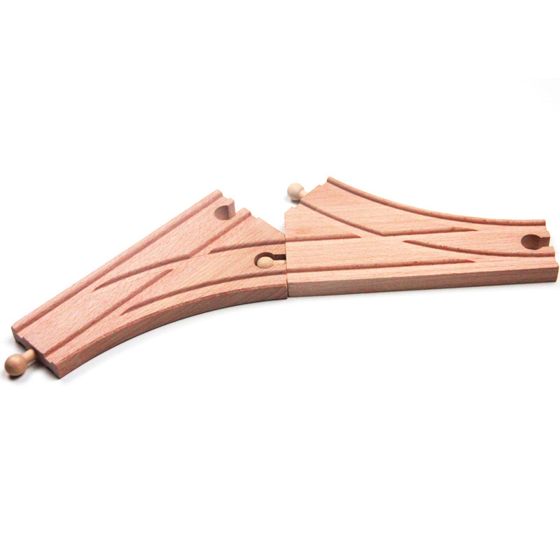 Wooden Train Track Accessories Bifurcated Track Toy Car Kidsren's Educational Assembly DIY Building Blocks Factory Direct Sale