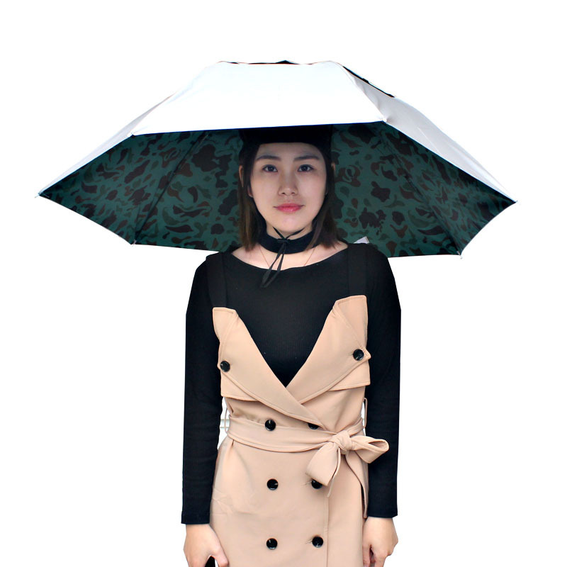 Three-fold black rubber head umbrella cap outdoor sunscreen ultraviolet fishing umbrella umbrella Tea hat wholesale