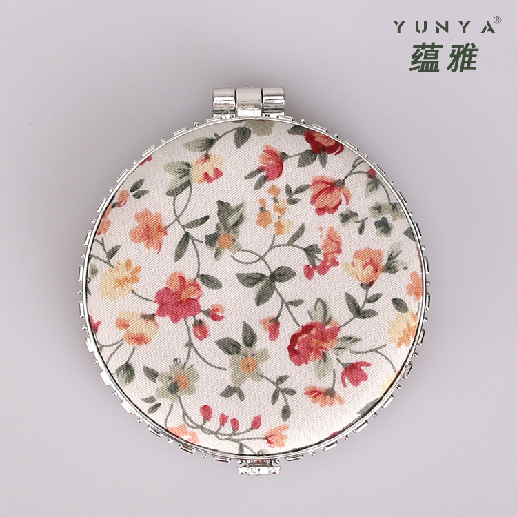 Yun Ya Brand Flower Cloth Round Cosmetic Mirror European and American Pastoral Style Advertising Gift Promotional Gift