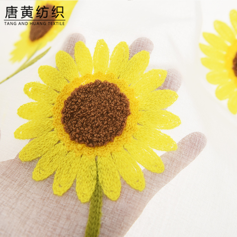 Fresh Daisy window screen towel embroidery bedroom living room short curtain transparent Roman curtain finished product wholesale