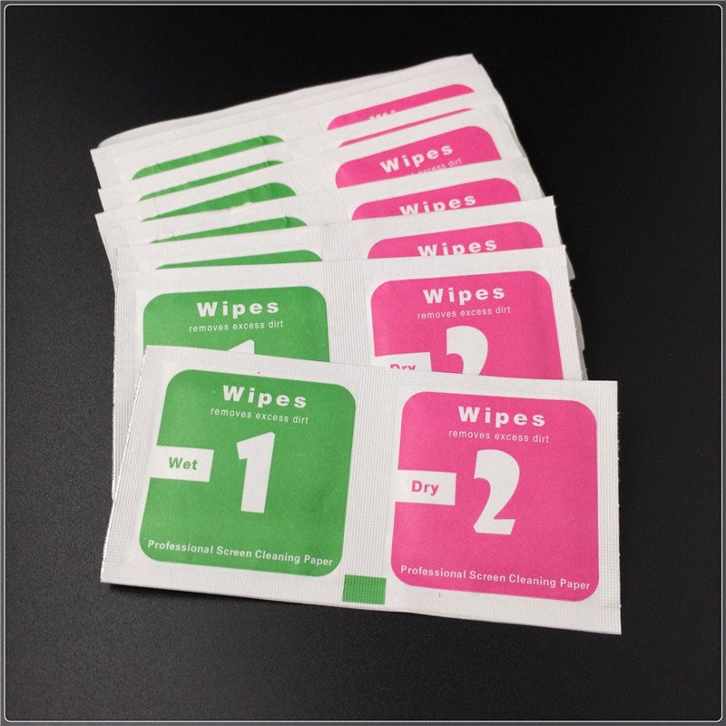 1+2 Dry and Wet Alcohol Bag Mobile Phone Tempered Film Auxiliary Kit Alcohol Cotton Cleaning Set Wipe Cloth