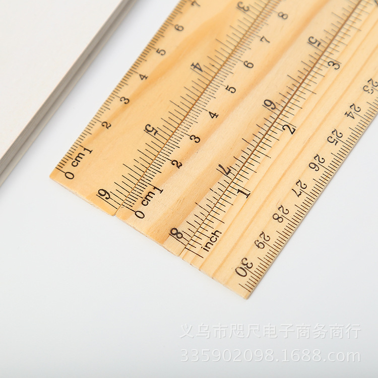 Factory wholesale direct supply wooden ruler 15/20/30cm single-sided double scale ruler student learning stationery ruler