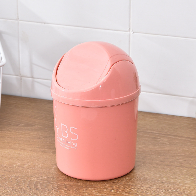 Creative Small size desktop Trash Can kitchen living room flip sundries storage mini plastic bucket design printing