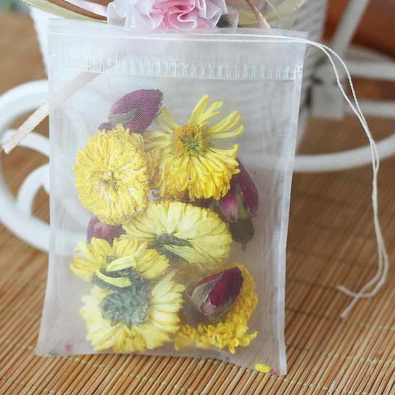 6 * 7cm nylon drawstring tea bag stewed foot bath flower and grass packaging bag seasoning bag transparent flower tea bag for many times