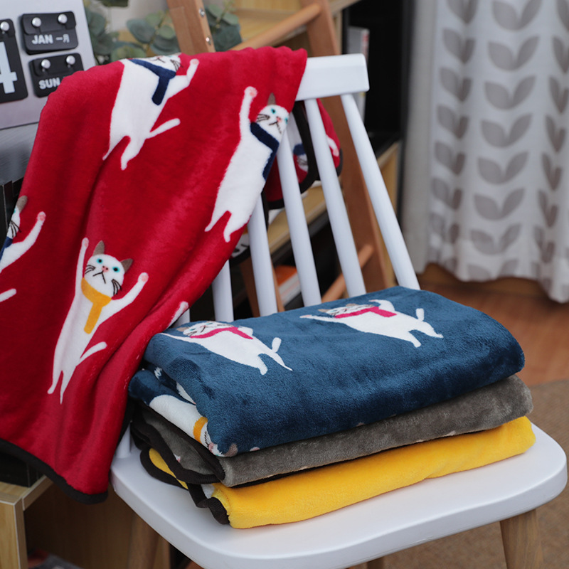 Japanese Cartoon Cute Children's Double-Sided Velvet Flannel Nap Blanket Air Conditioning Warm Leg Cover Shawl Blanket Wholesale