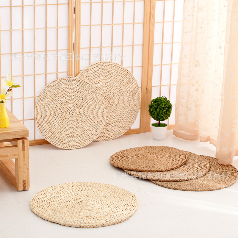 Futon Cushion Kneeling Mat Yoga Cushion Meditation Mat Tatami Cushion Meditation Rattan Mat Round Thickened Pu Mat