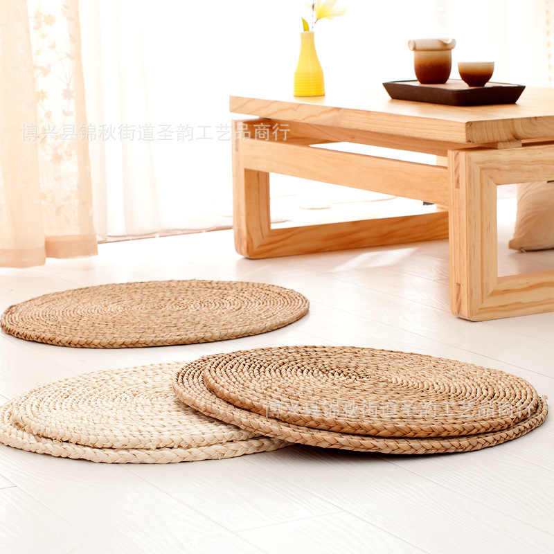 Futon Cushion Kneeling Mat Yoga Cushion Meditation Mat Tatami Cushion Meditation Rattan Mat Round Thickened Pu Mat