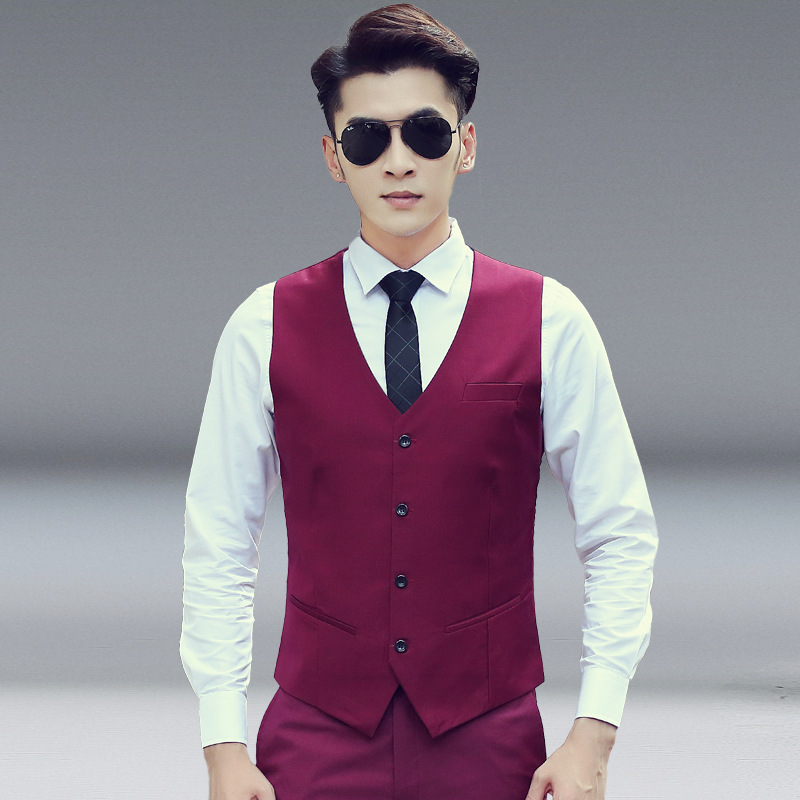 Spring and Autumn Men's Vest New Product Slim Korean Style Men's Work Clothes Suit Vest Male Best Man Business Wear Men's Vest