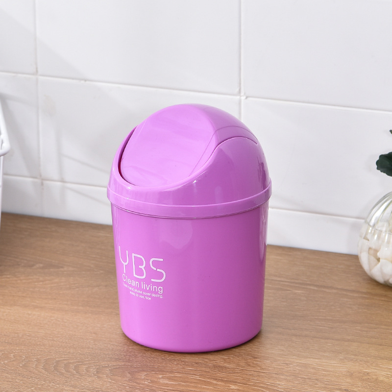 Creative Small size desktop Trash Can kitchen living room flip sundries storage mini plastic bucket design printing