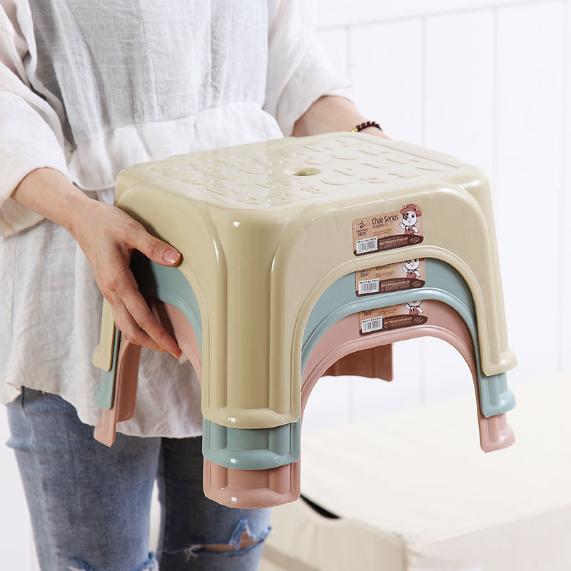 Casual Letter Square Stool, Kidsren's Stool, Adult Coffee Table, Low Stool, Footstool, Thickeneded Plastic Small Bench, Shoe Changing Stool Chair